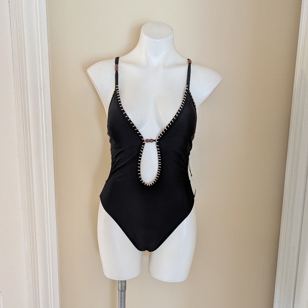 Black NWT Shade & Shore cut out one piece bathing suit size S